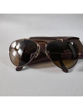 Vintage B&L Ray Ban Outdoorsman Leathers Aviator Photochromatic Sunglasses 58-14